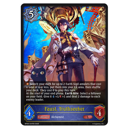 Faust, Truthseeker BP09-037EN card from the Shadowverse: Evolve set Duet of Dawn and Dusk