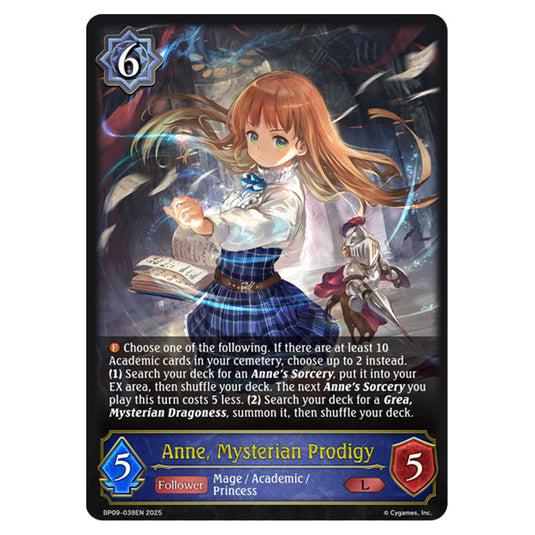 Anne, Mysterian Prodigy BP09-038EN card from the Shadowverse: Evolve set Duet of Dawn and Dusk
