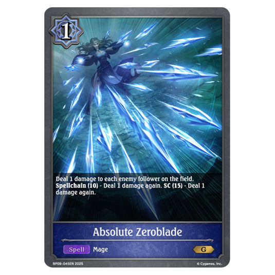 Absolute Zeroblade BP09-045EN card from the Shadowverse: Evolve set Duet of Dawn and Dusk
