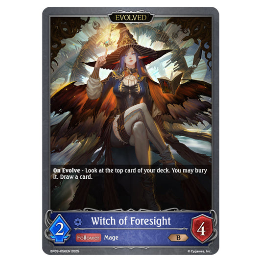 Witch of Foresight BP09-056EN card from the Shadowverse: Evolve set Duet of Dawn and Dusk