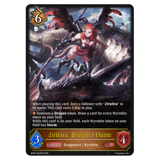 Zirnitra, Dragon's Flame BP09-064EN card from the Shadowverse: Evolve set Duet of Dawn and Dusk