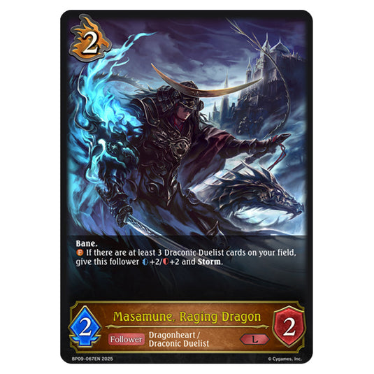Masamune, Raging Dragon BP09-067EN card from the Shadowverse: Evolve set Duet of Dawn and Dusk