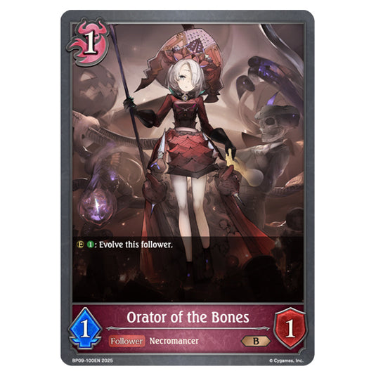 Orator of the Bones BP09-100EN card from the Shadowverse: Evolve set Duet of Dawn and Dusk