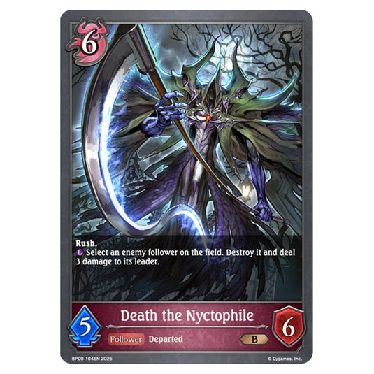 Death the Nyctophile BP09-104EN card from the Shadowverse: Evolve set Duet of Dawn and Dusk