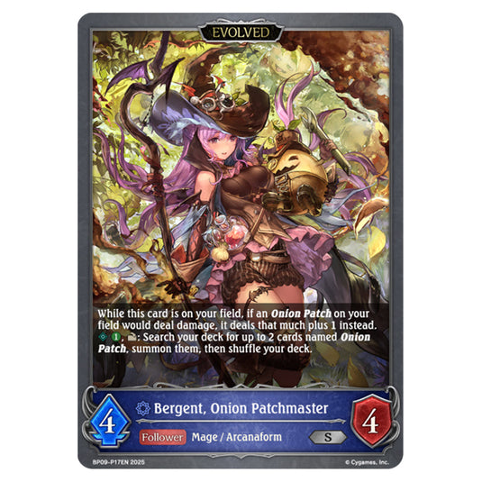 Bergent, Onion Patchmaster BP09-P17EN card from the Shadowverse: Evolve set Duet of Dawn and Dusk