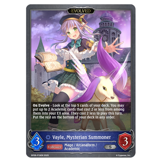 Vayle, Mysterian Summoner BP09-P19EN card from the Shadowverse: Evolve set Duet of Dawn and Dusk