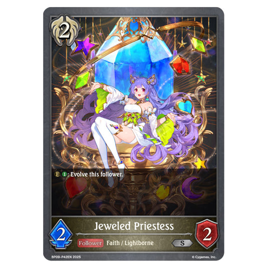 Jeweled Priestess BP09-P42EN card from the Shadowverse: Evolve set Duet of Dawn and Dusk