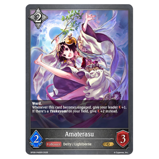 Amaterasu BP09-P45EN card from the Shadowverse: Evolve set Duet of Dawn and Dusk