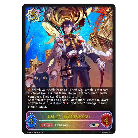 Faust, Truthseeker BP09-SL09EN card from the Shadowverse: Evolve set Duet of Dawn and Dusk