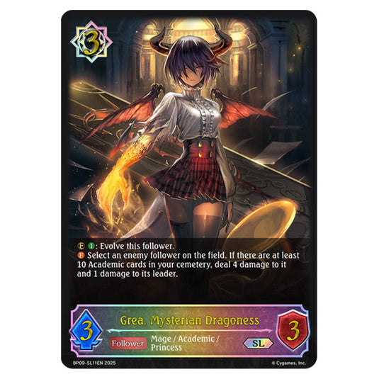 Grea, Mysterian Dragoness BP09-SL11EN card from the Shadowverse: Evolve set Duet of Dawn and Dusk