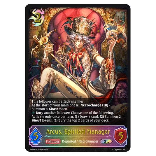 Arcus, Spirited Manager BP09-SL21EN card from the Shadowverse: Evolve set Duet of Dawn and Dusk