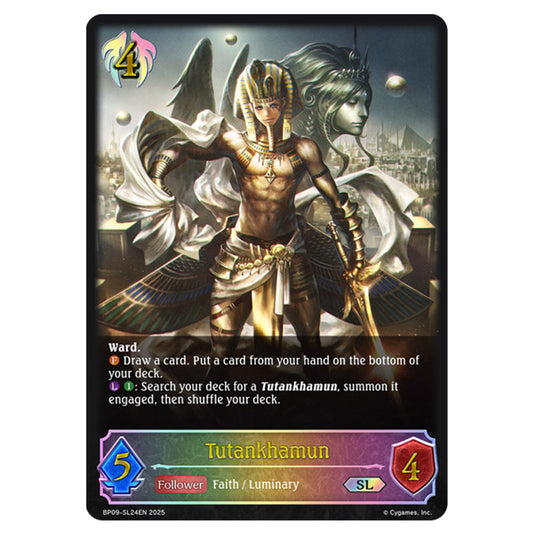 Tutankhamun BP09-SL24EN card from the Shadowverse: Evolve set Duet of Dawn and Dusk
