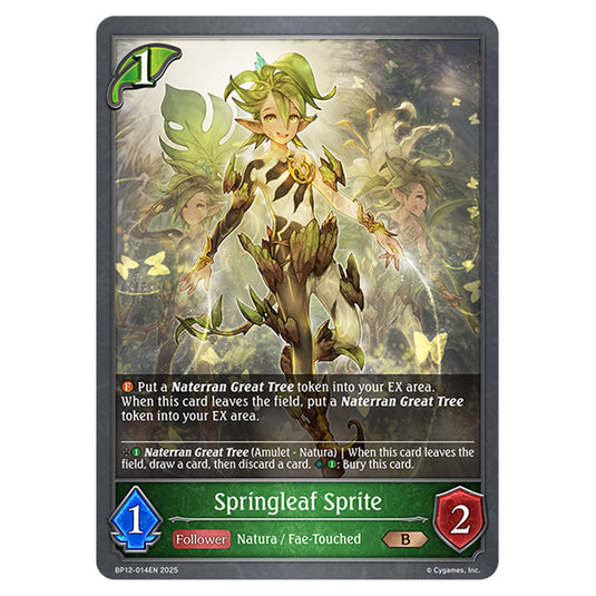 Springleaf Sprite BP12-014EN card from the Shadowverse: Evolve set Worldreaver's Descent & Dominion of Darkness