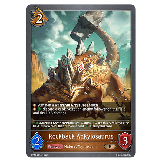 Rockback Ankylosaurus BP12-065EN card from the Shadowverse: Evolve set Worldreaver's Descent & Dominion of Darkness