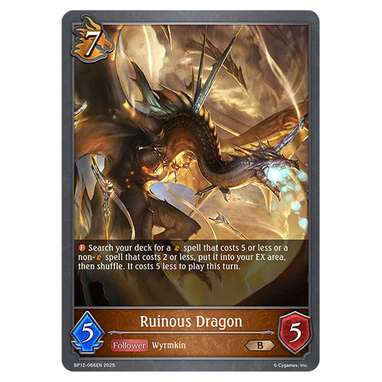 Ruinous Dragon BP12-066EN card from the Shadowverse: Evolve set Worldreaver's Descent & Dominion of Darkness