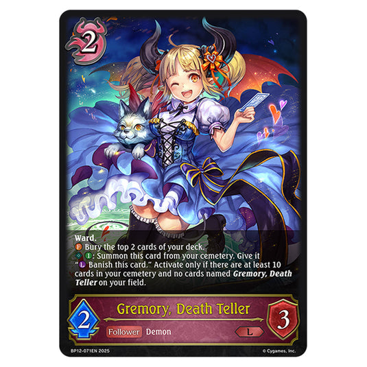 Gremory, Death Teller BP12-071EN card from the Shadowverse: Evolve set Worldreaver's Descent & Dominion of Darkness