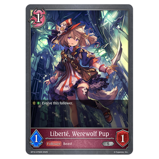 Liberté, Werewolf Pup BP12-076EN card from the Shadowverse: Evolve set Worldreaver's Descent & Dominion of Darkness