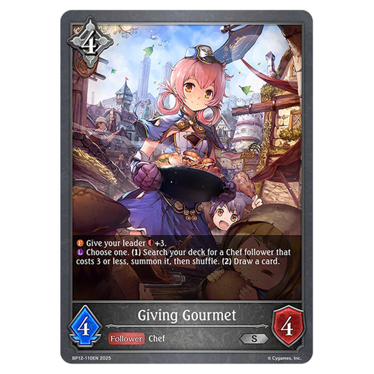 Giving Gourmet BP12-110EN card from the Shadowverse: Evolve set Worldreaver's Descent & Dominion of Darkness