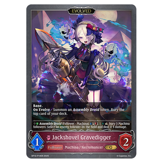 Jackshovel Gravedigger BP12-P14EN card from the Shadowverse: Evolve set Worldreaver's Descent & Dominion of Darkness