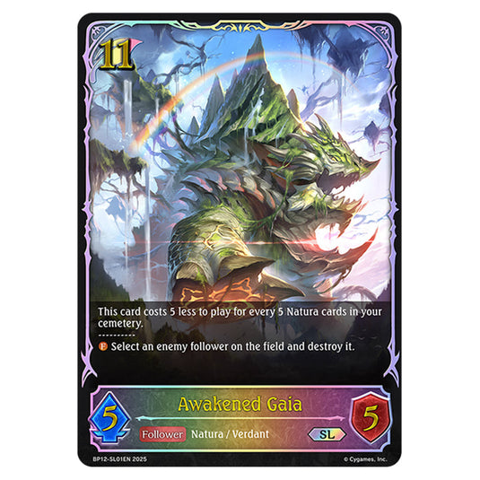 Awakened Gaia BP12-SL01EN card from the Shadowverse: Evolve set Worldreaver's Descent & Dominion of Darkness