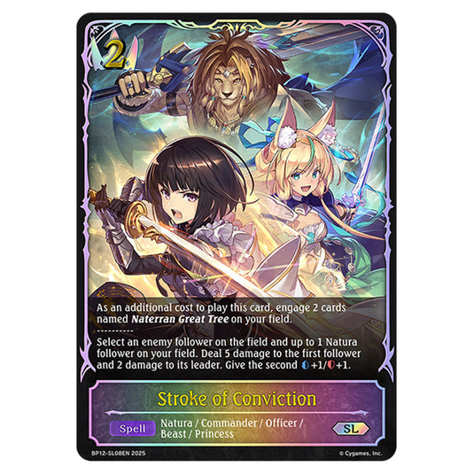 Stroke of Conviction BP12-SL08EN card from the Shadowverse: Evolve set Worldreaver's Descent & Dominion of Darkness
