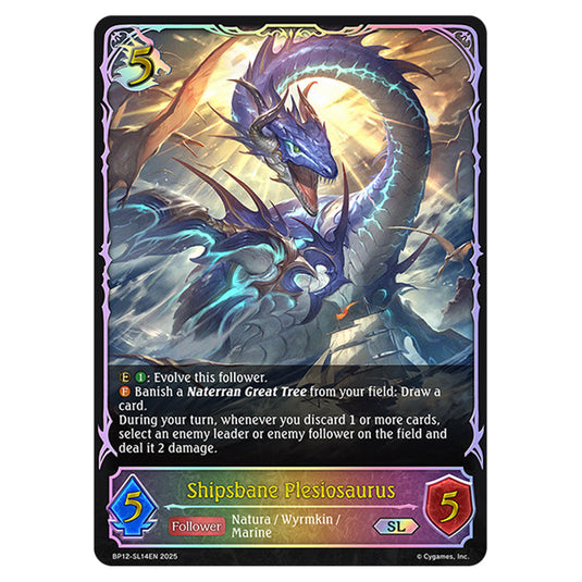 Shipsbane Plesiosaurus BP12-SL14EN card from the Shadowverse: Evolve set Worldreaver's Descent & Dominion of Darkness