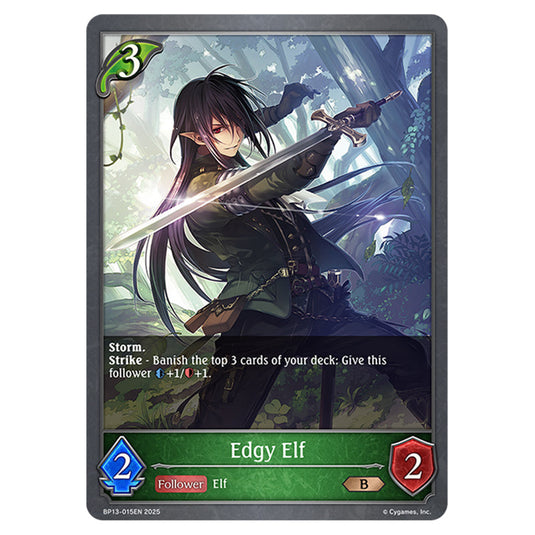 Edgy Elf BP13-015EN card from the Shadowverse: Evolve set Worldreaver's Descent & Dominion of Darkness