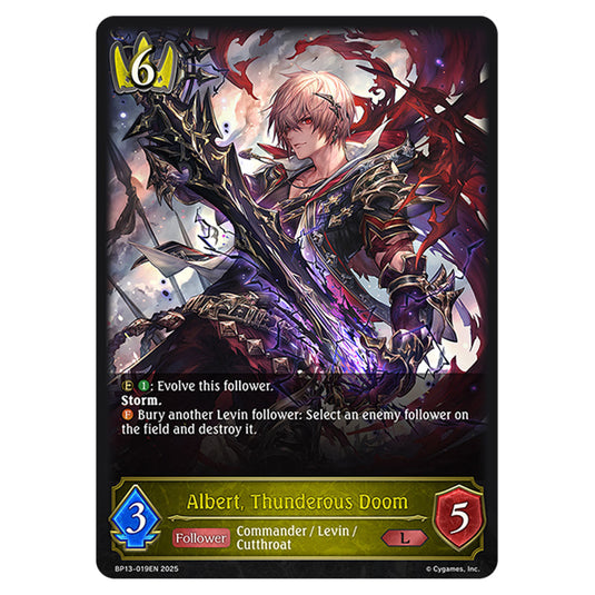 Albert, Thunderous Doom BP13-019EN card from the Shadowverse: Evolve set Worldreaver's Descent & Dominion of Darkness