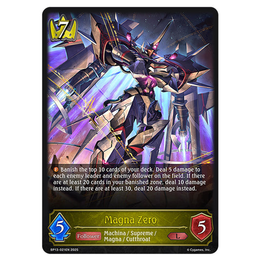 Magna Zero BP13-021EN card from the Shadowverse: Evolve set Worldreaver's Descent & Dominion of Darkness