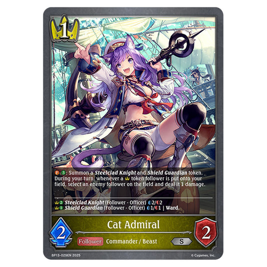 Cat Admiral BP13-029EN card from the Shadowverse: Evolve set Worldreaver's Descent & Dominion of Darkness