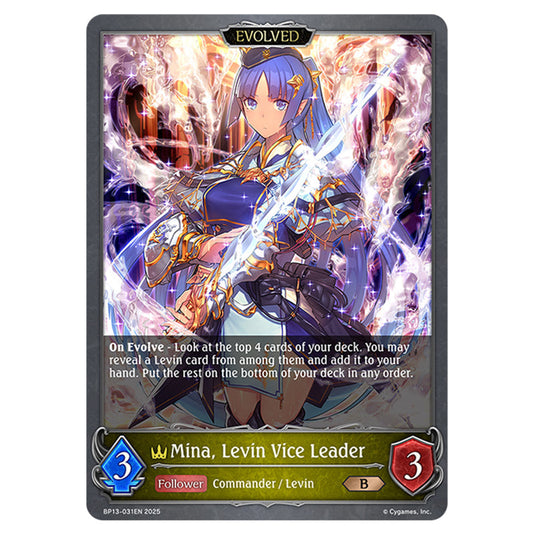 Mina, Levin Vice Leader BP13-031EN card from the Shadowverse: Evolve set Worldreaver's Descent & Dominion of Darkness