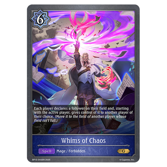 Whims of Chaos BP13-043EN card from the Shadowverse: Evolve set Worldreaver's Descent & Dominion of Darkness