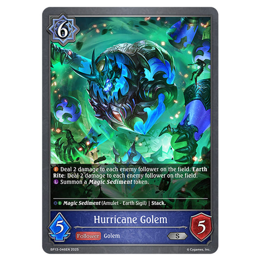 Hurricane Golem BP13-046EN card from the Shadowverse: Evolve set Worldreaver's Descent & Dominion of Darkness