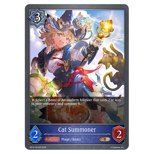 Cat Summoner BP13-051EN card from the Shadowverse: Evolve set Worldreaver's Descent & Dominion of Darkness