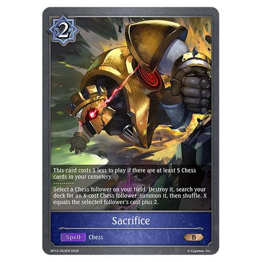 Sacrifice BP13-053EN card from the Shadowverse: Evolve set Worldreaver's Descent & Dominion of Darkness