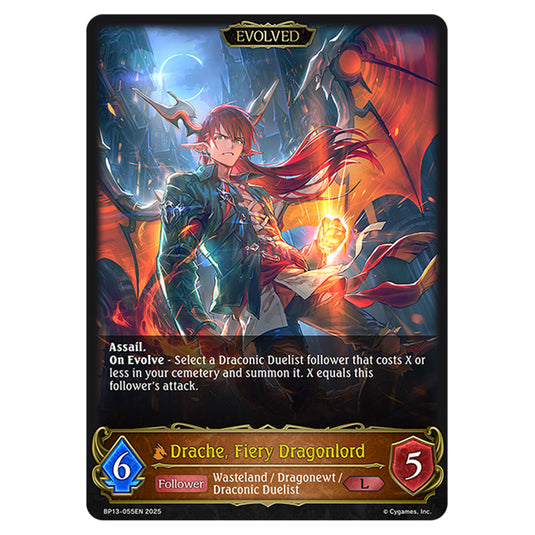 Drache, Fiery Dragonlord BP13-055EN card from the Shadowverse: Evolve set Worldreaver's Descent & Dominion of Darkness