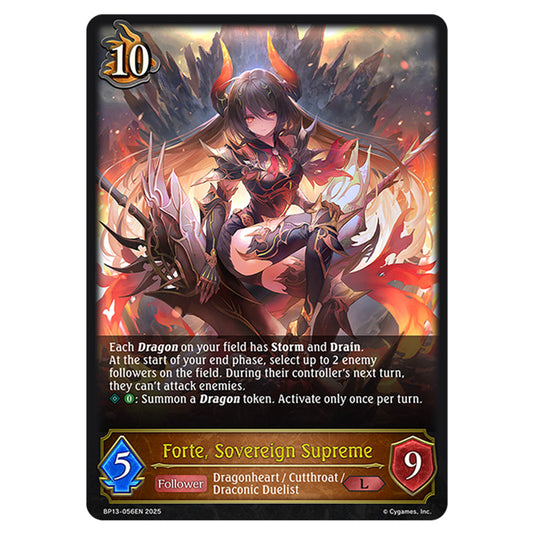Forte, Sovereign Supreme BP13-056EN card from the Shadowverse: Evolve set Worldreaver's Descent & Dominion of Darkness