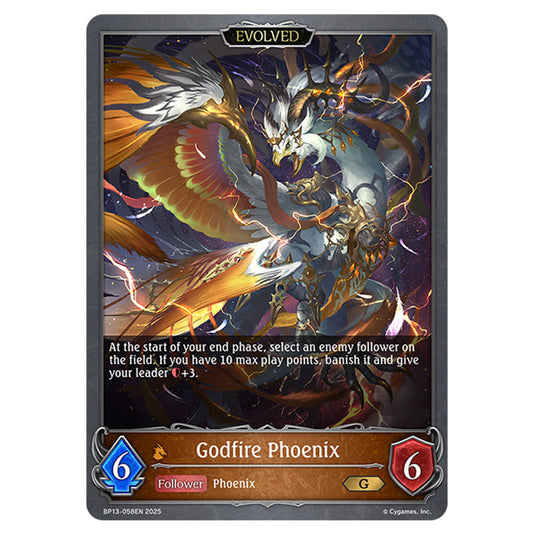 Godfire Phoenix BP13-058EN card from the Shadowverse: Evolve set Worldreaver's Descent & Dominion of Darkness