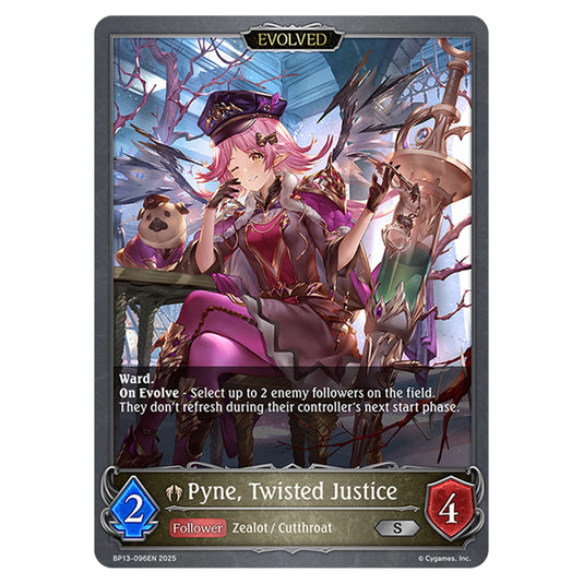 Pyne, Twisted Justice BP13-096EN card from the Shadowverse: Evolve set Worldreaver's Descent & Dominion of Darkness