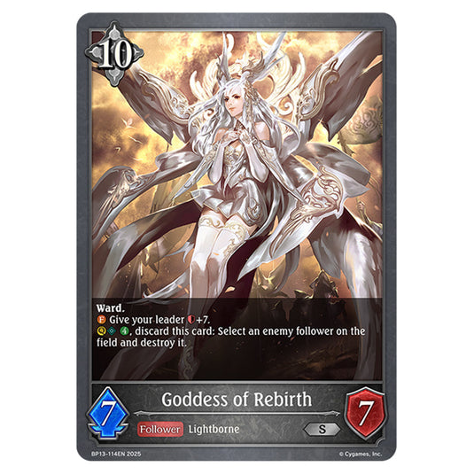 Goddess of Rebirth BP13-114EN card from the Shadowverse: Evolve set Worldreaver's Descent & Dominion of Darkness