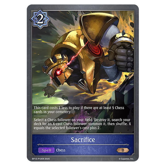 Sacrifice BP13-P12EN card from the Shadowverse: Evolve set Worldreaver's Descent & Dominion of Darkness