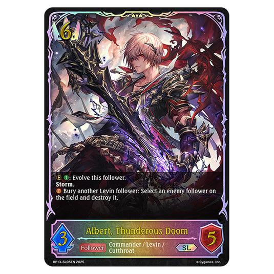 Albert, Thunderous Doom BP13-SL05EN card from the Shadowverse: Evolve set Worldreaver's Descent & Dominion of Darkness