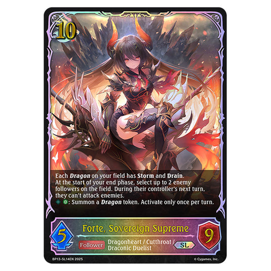 Forte, Sovereign Supreme BP13-SL14EN card from the Shadowverse: Evolve set Worldreaver's Descent & Dominion of Darkness