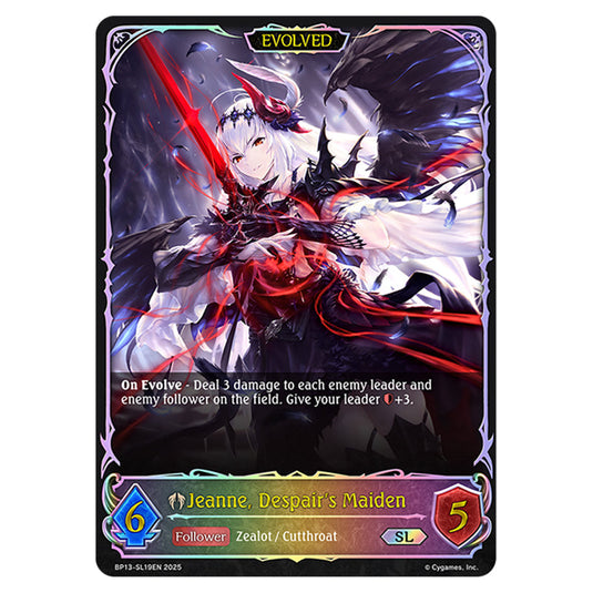 Jeanne, Despair's Maiden BP13-SL19EN card from the Shadowverse: Evolve set Worldreaver's Descent & Dominion of Darkness