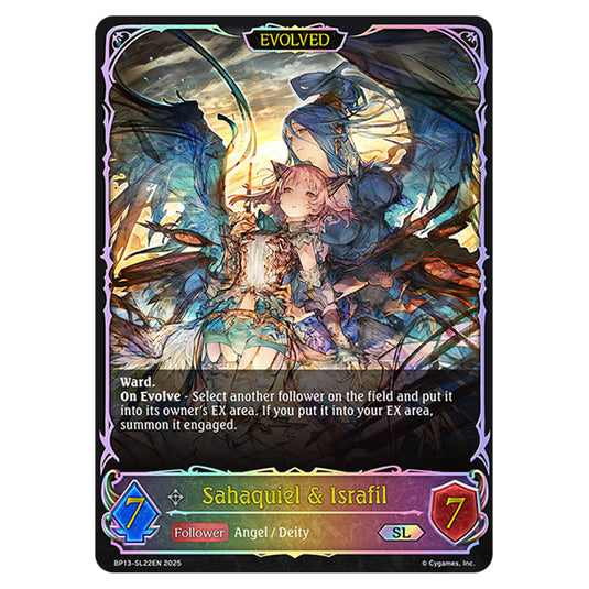 Sahaquiel & Israfil BP13-SL22EN card from the Shadowverse: Evolve set Worldreaver's Descent & Dominion of Darkness