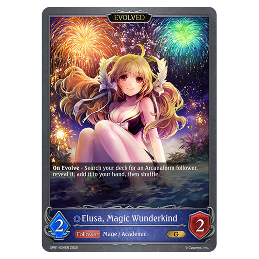 Elusa, Magic Wunderkind SP01-024EN card from the Shadowverse: Evolve set Seaside Memories