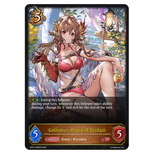 Galmieux, Omen of Disdain SP01-028EN card from the Shadowverse: Evolve set Seaside Memories