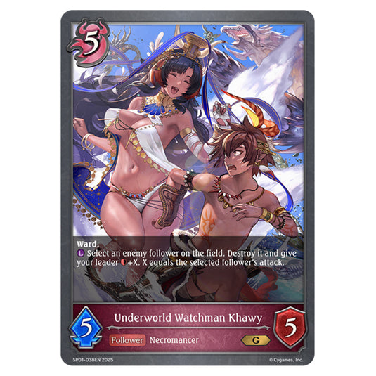 Underworld Watchman Khawy SP01-038EN card from the Shadowverse: Evolve set Seaside Memories