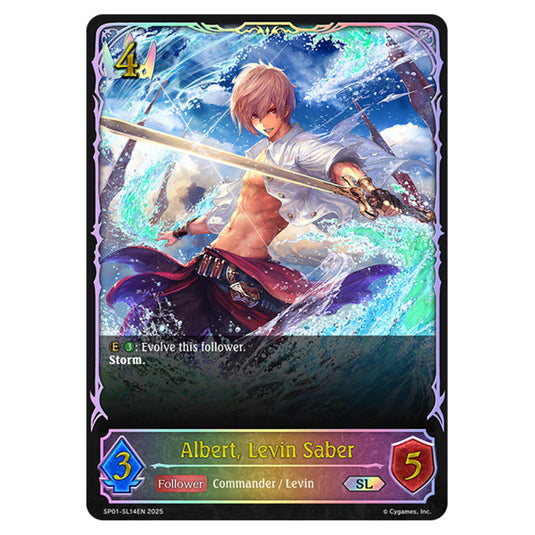 Albert, Levin Saber SP01-SL14EN card from the Shadowverse: Evolve set Seaside Memories