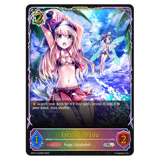Freshman Lou SP01-SL25EN card from the Shadowverse: Evolve set Seaside Memories